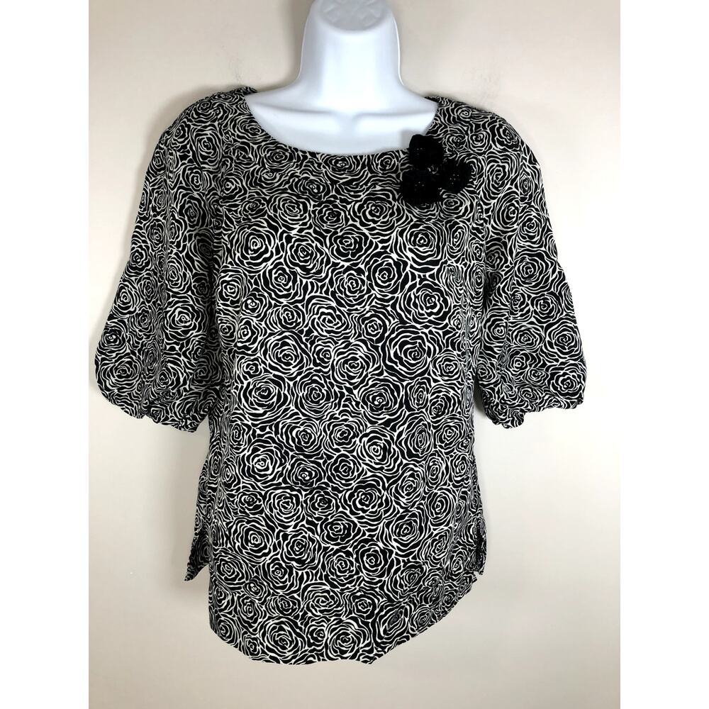 Lilly Pulitzer Women's Top Size XS Black And White Floral Design